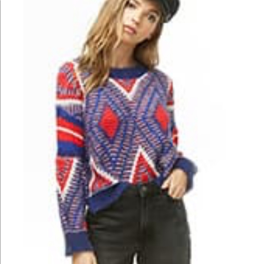 Red white and blue sweater